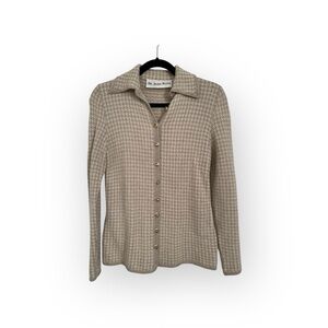 St. John Knits vintage Taupe Houndstooth Button-Down cardigan. No size
